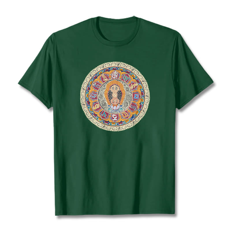 Buddha Stones Dorje Vajra Mandala Buddha Baumwolle T-shirt - WaldGrün - 2XL - image 8