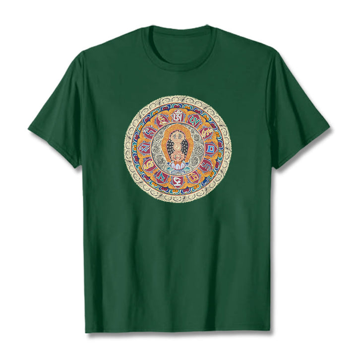 Buddha Stones Dorje Vajra Mandala Buddha Baumwolle T-shirt - WaldGrün - 2XL - image 8