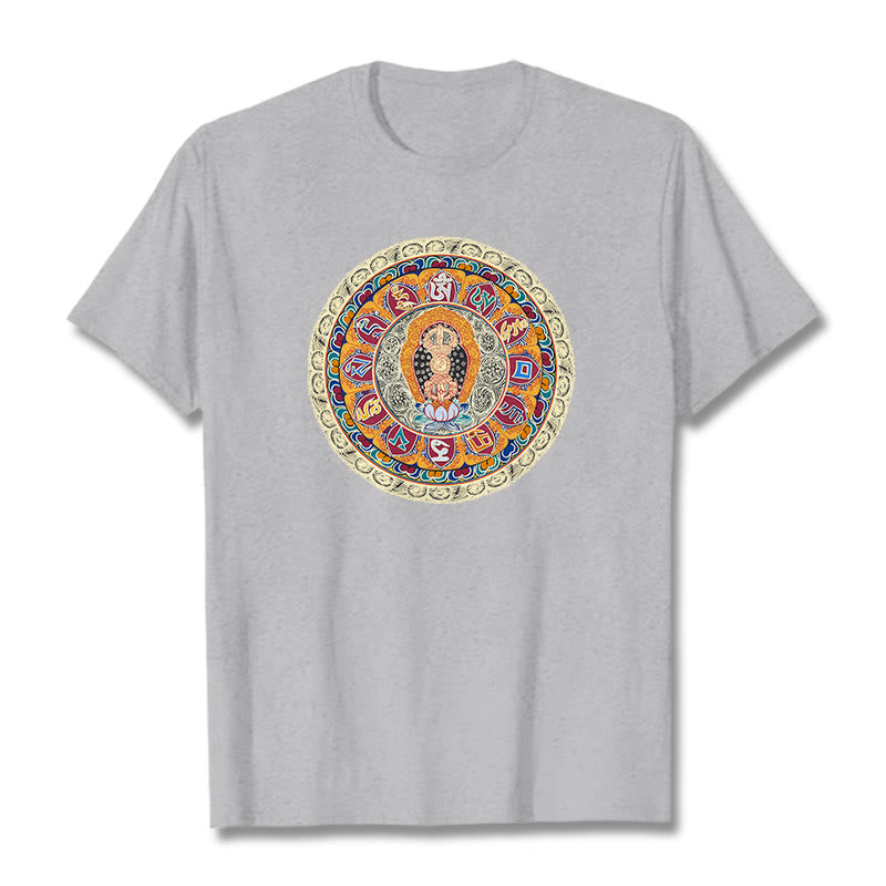 Buddha Stones Dorje Vajra Mandala Buddha Baumwolle T-shirt - Hellgrau - 2XL - image 18
