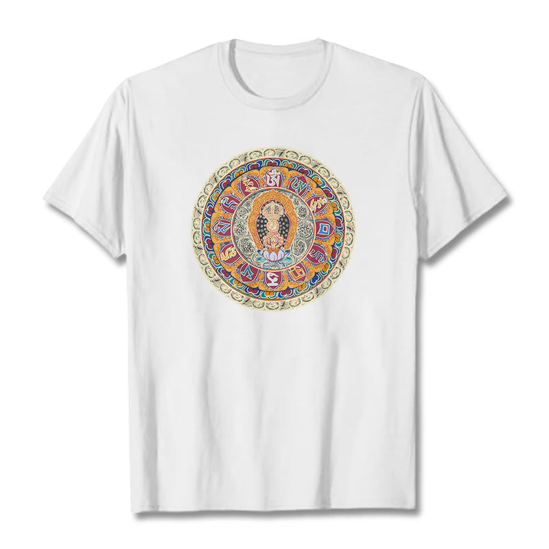 Buddha Stones Dorje Vajra Mandala Buddha Baumwolle T-shirt - Weiß - 2XL - image 11