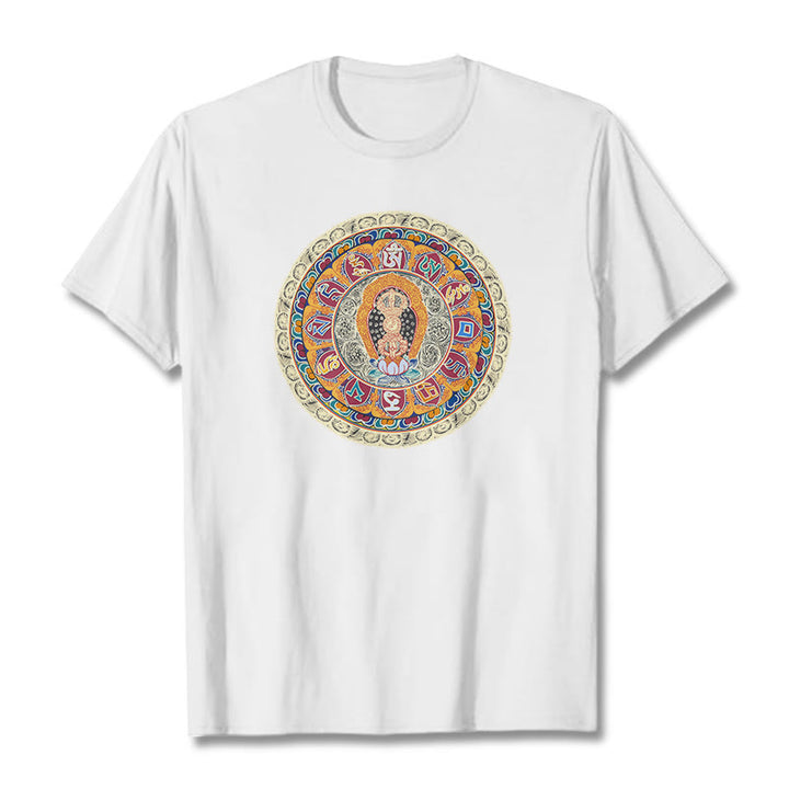 Buddha Stones Dorje Vajra Mandala Buddha Baumwolle T-shirt - Weiß - 2XL - image 11