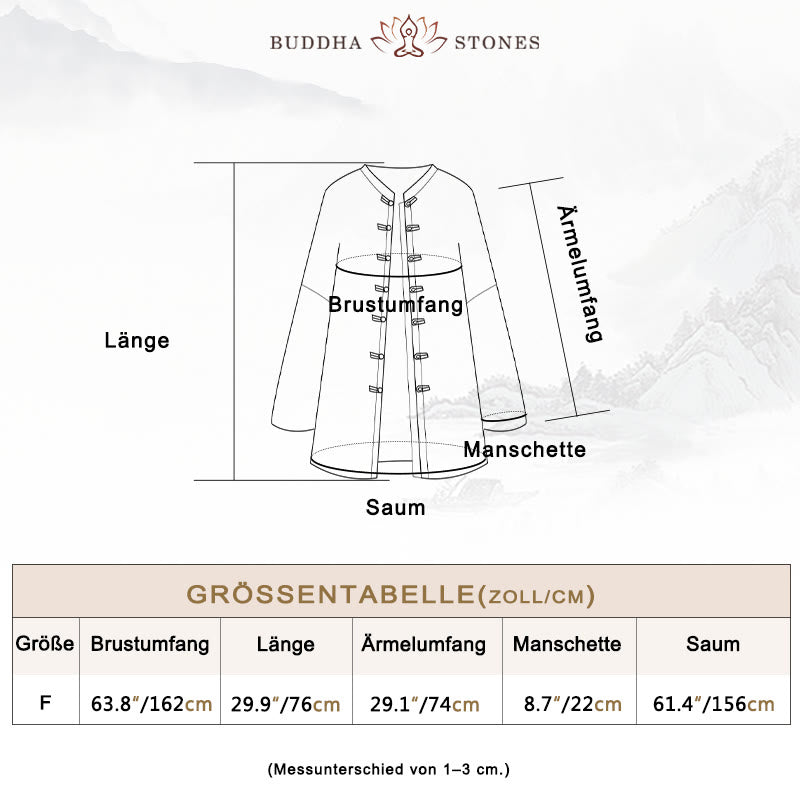 Buddha Stones Batik-Jacke mit Froschknöpfen, langärmelig, Zen-Meditation, offene Vorderseite - image 5