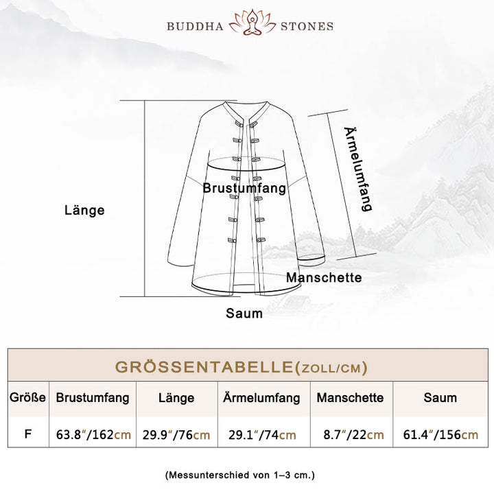 Buddha Stones Batik-Jacke mit Froschknöpfen, langärmelig, Zen-Meditation, offene Vorderseite - image 5