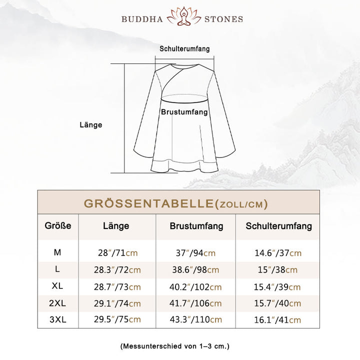 Buddha Stones 2-teiliges Set mit Dreiviertelärmeln, Langarmhemd und Hose mit weitem Bein, Meditationskleidung aus Baumwolle und Leinen für Damen - image 4
