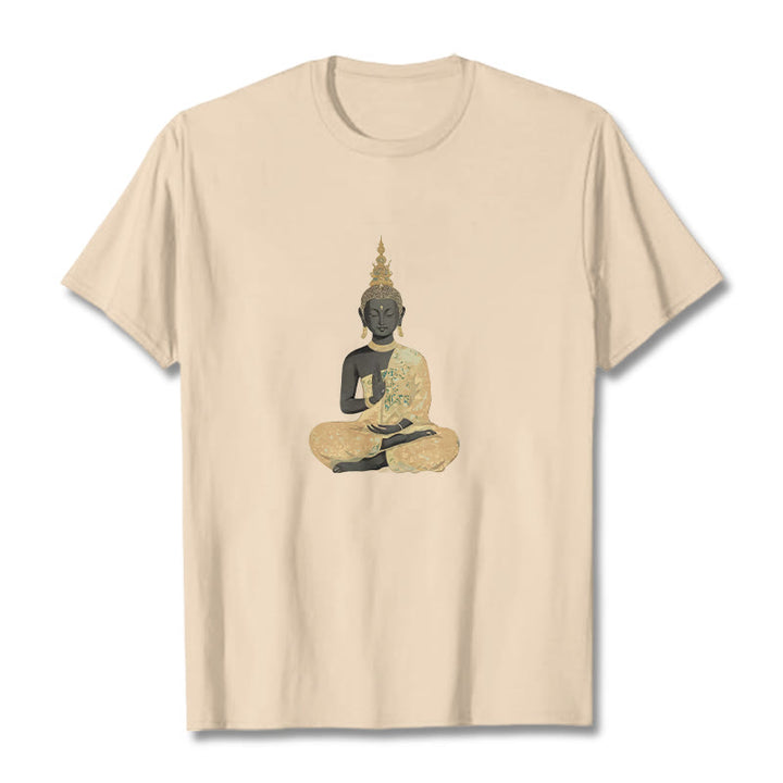 T-Shirt mit Buddha Stones und meditierendem Buddha-Muster aus Baumwolle - Bisque - 2XL - image 1