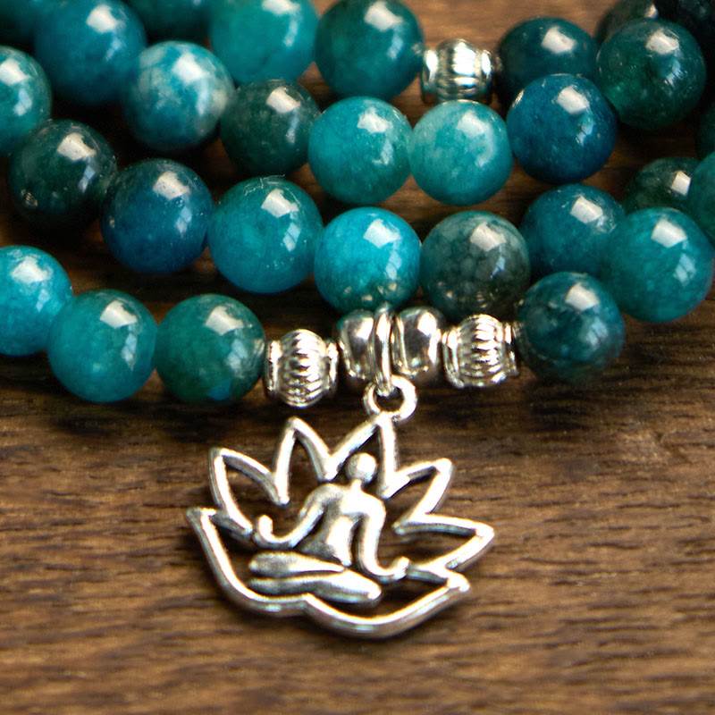 Buddha Stones 108 Mala Perlen Apatit Perle Om Der Lebensbaum Lotus Buddha Armband