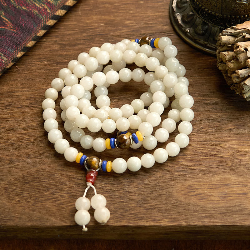 Buddha Stones 108 Mala-Perlen, natürlicher Quarzit, Reichtum, Glück, Armband - Quarzit (Handgelenkumfang: 14–16 cm) - image 1