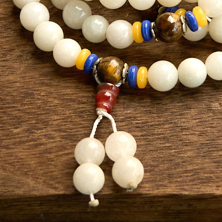 Buddha Stones 108 Mala-Perlen, natürlicher Quarzit, Reichtum, Glück, Armband - image 15