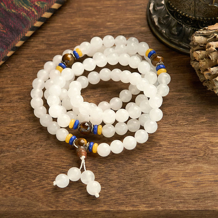 Buddha Stones 108 Mala-Perlen, natürlicher Quarzit, Reichtum, Glück, Armband - image 5