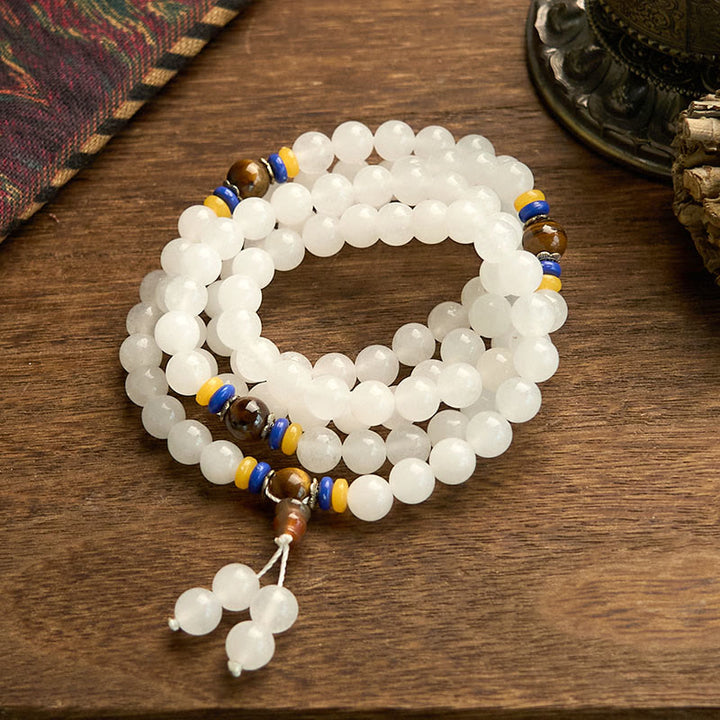 Buddha Stones 108 Mala-Perlen, natürlicher Quarzit, Reichtum, Glück, Armband - image 11