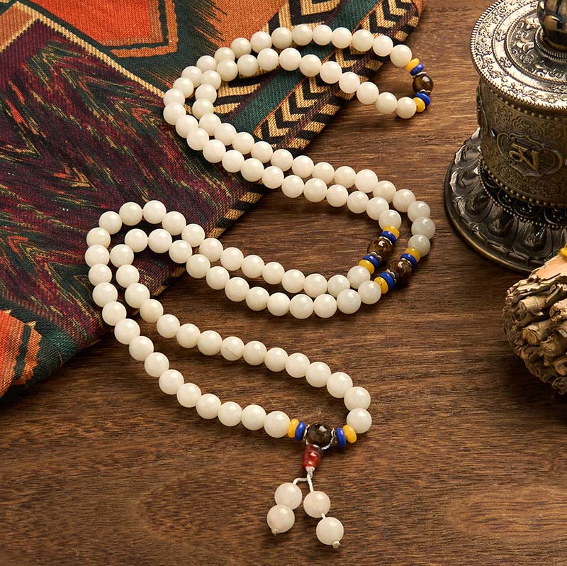 Buddha Stones 108 Mala-Perlen, natürlicher Quarzit, Reichtum, Glück, Armband - image 8