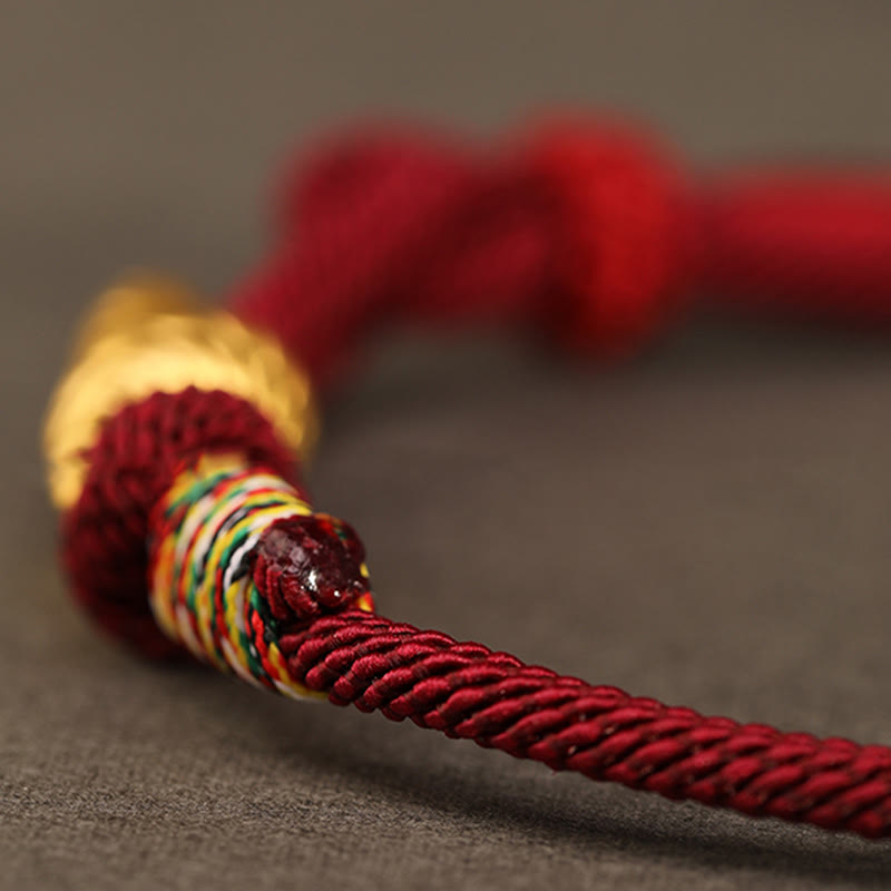 Buddha Stones 999 Gold Jahr der Schlange Design Handgefertigtes Glücksschutzseil Geflochtenes Armband - image 10