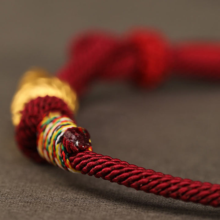 Buddha Stones 999 Gold Jahr der Schlange Design Handgefertigtes Glücksschutzseil Geflochtenes Armband - image 10