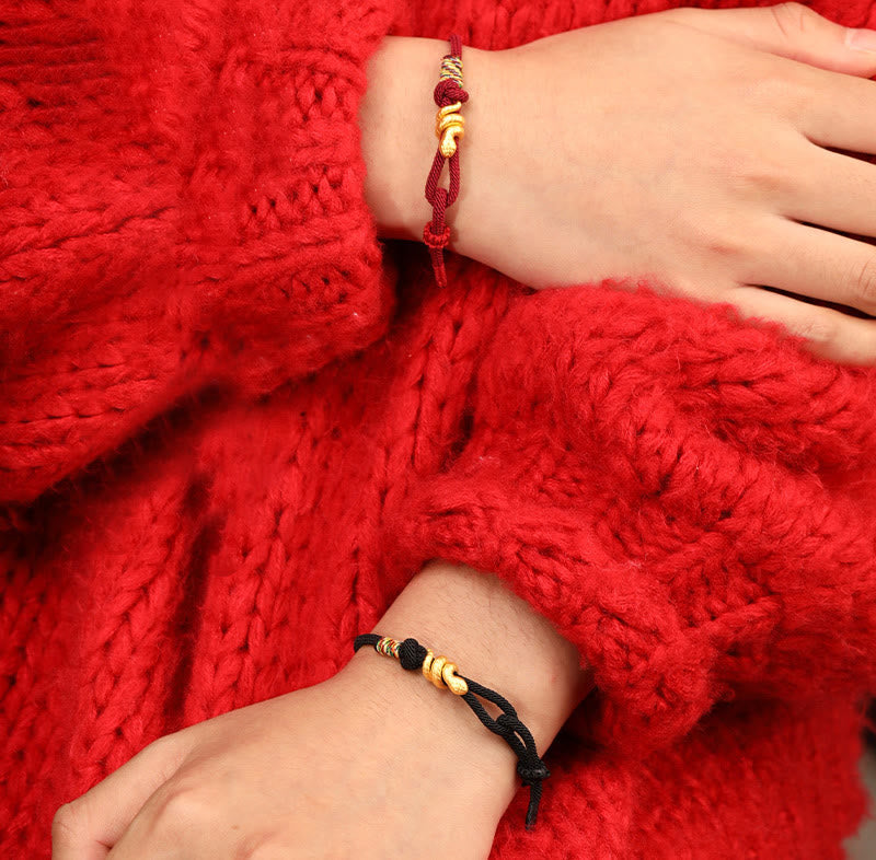 Buddha Stones 999 Gold Jahr der Schlange Design Handgefertigtes Glücksschutzseil Geflochtenes Armband - image 20