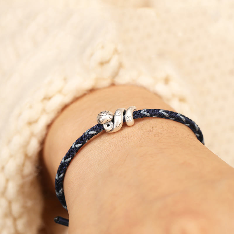 Buddha Stones 999 Sterling Silber Jahr der Schlange Handgemachtes Kupfermünzen-Schutz-Geflochtenes Armband - image 15