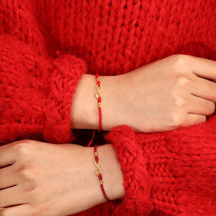 Buddha Stones 999 Gold Jahr der Schlange Ewiger Endloser Knoten Unendlichkeit Handgemachtes Glücksarmband - image 16