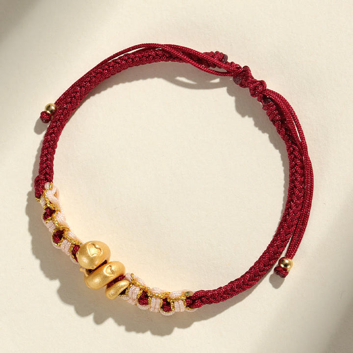 Buddha Stones Handgemachtes 999 Sterling Silber Jahr der Schlange Rote Schnur Herz Pfirsichblüte Glücksarmband - image 11