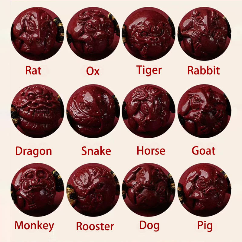 Buddha Stones Zinnober Chinesisches Sternzeichen Schwarze Schnur Segen Halskette Anhänger - image 2