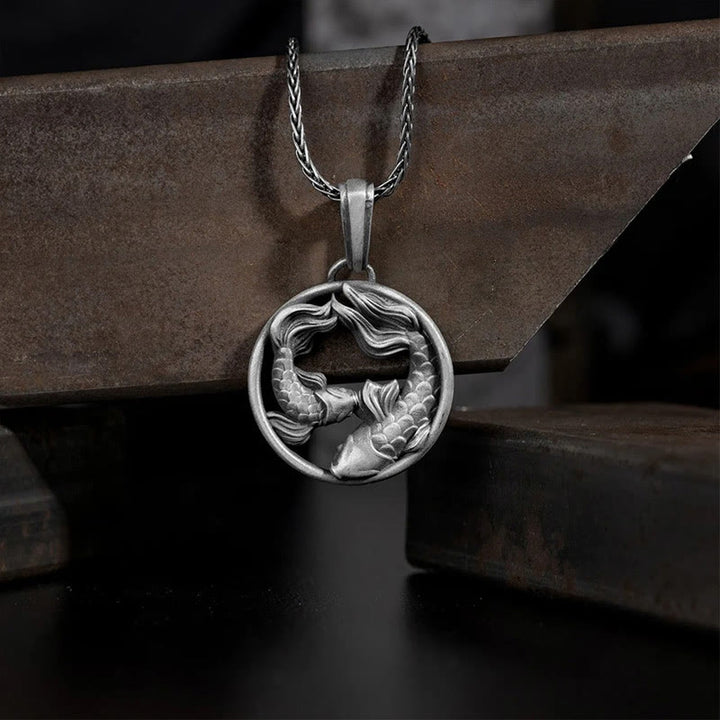 Buddha Stones Halskette mit Anhänger aus reinem Zinn mit Doppel-Koi-Fisch - image 3