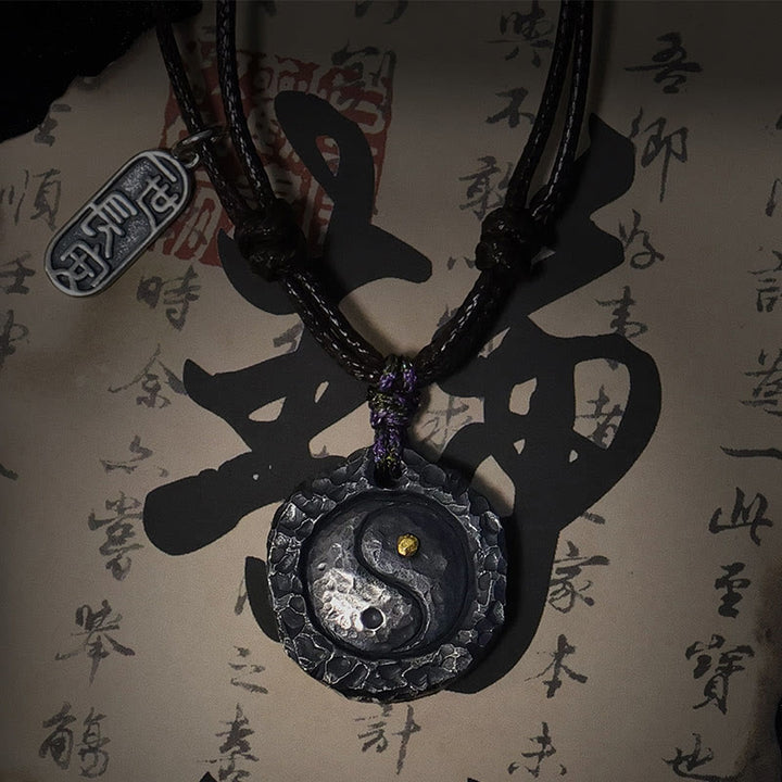 Buddha Stones 999 Sterling Silber Tai Chi Yin Yang Design Harmony Halskette Anhänger - 999 Sterling Silber YIN YANG (22*24*5mm) - image 1