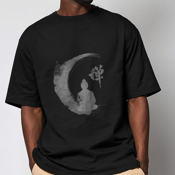 T-Shirt mit Buddha Stones und meditierendem Buddha-Muster aus Baumwolle - image 7