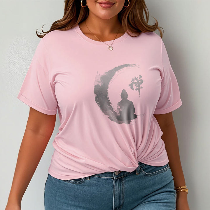 T-Shirt mit Buddha Stones und meditierendem Buddha-Muster aus Baumwolle - image 10