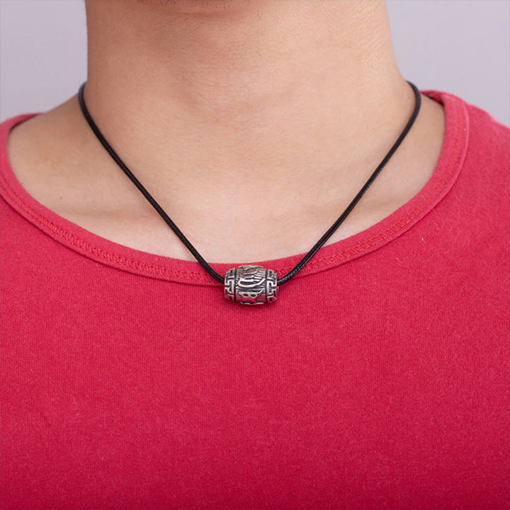 Halskette mit tibetischem Buddha Stones „Om Mani Padme Hum“ mit vier mythischen Tieren aus Titanstahl und Weisheitsanhänger - image 9