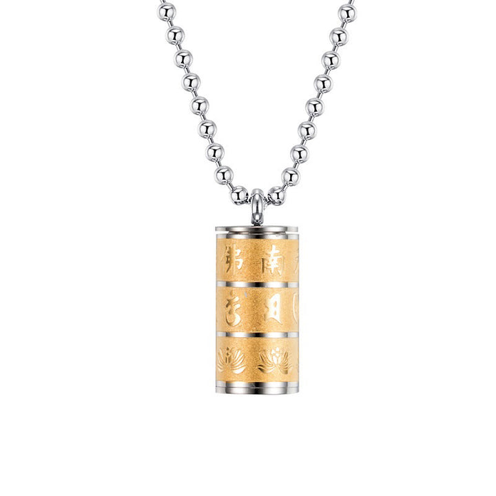 Buddha Stones, tibetischer Om Mani Padme Hum Lotus-Muster, Gebetsrad, Titanstahl, Friedens-Halskettenanhänger - image 2