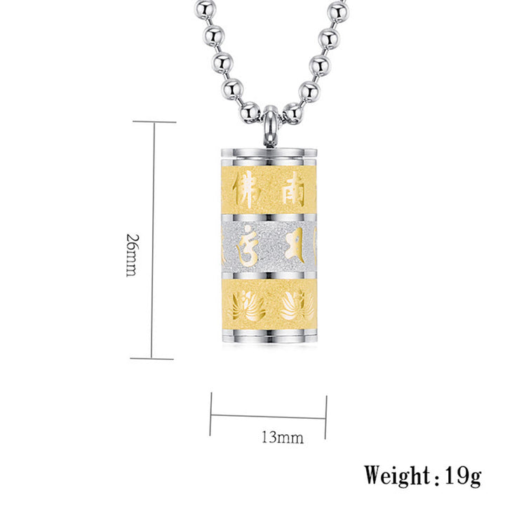 Buddha Stones, tibetischer Om Mani Padme Hum Lotus-Muster, Gebetsrad, Titanstahl, Friedens-Halskettenanhänger - image 8