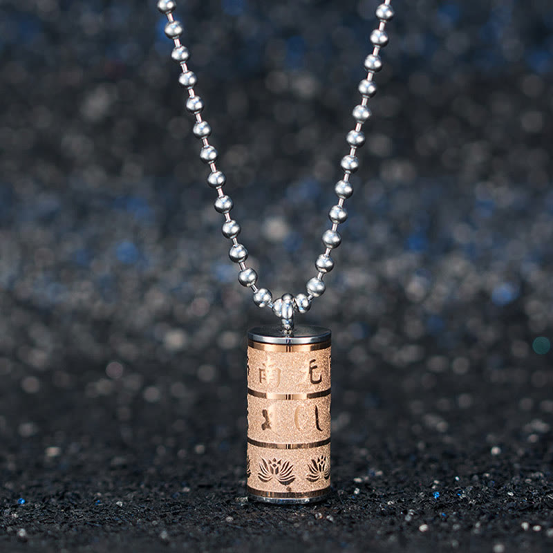 Buddha Stones, tibetischer Om Mani Padme Hum Lotus-Muster, Gebetsrad, Titanstahl, Friedens-Halskettenanhänger - image 10