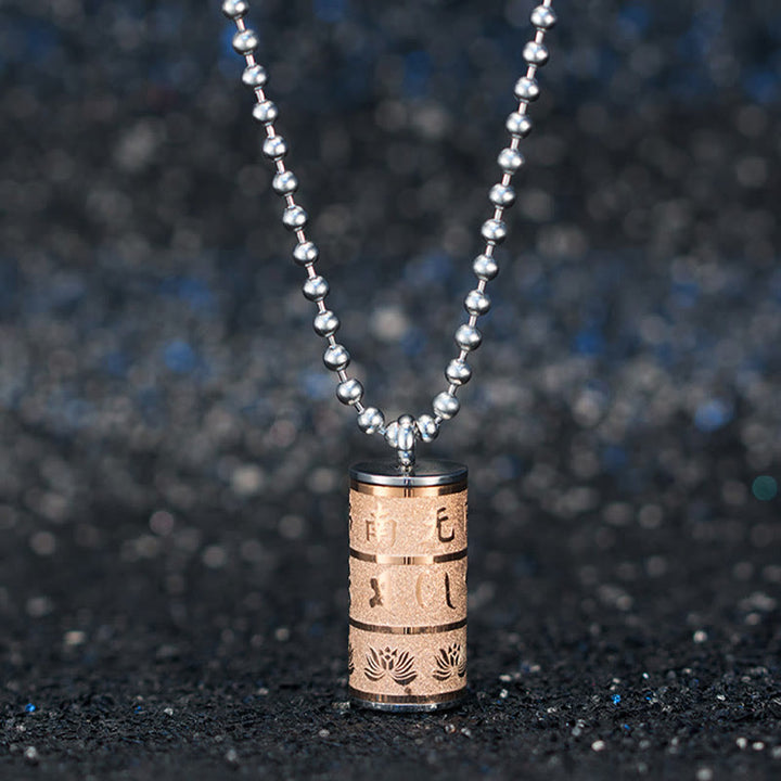 Buddha Stones, tibetischer Om Mani Padme Hum Lotus-Muster, Gebetsrad, Titanstahl, Friedens-Halskettenanhänger - image 10