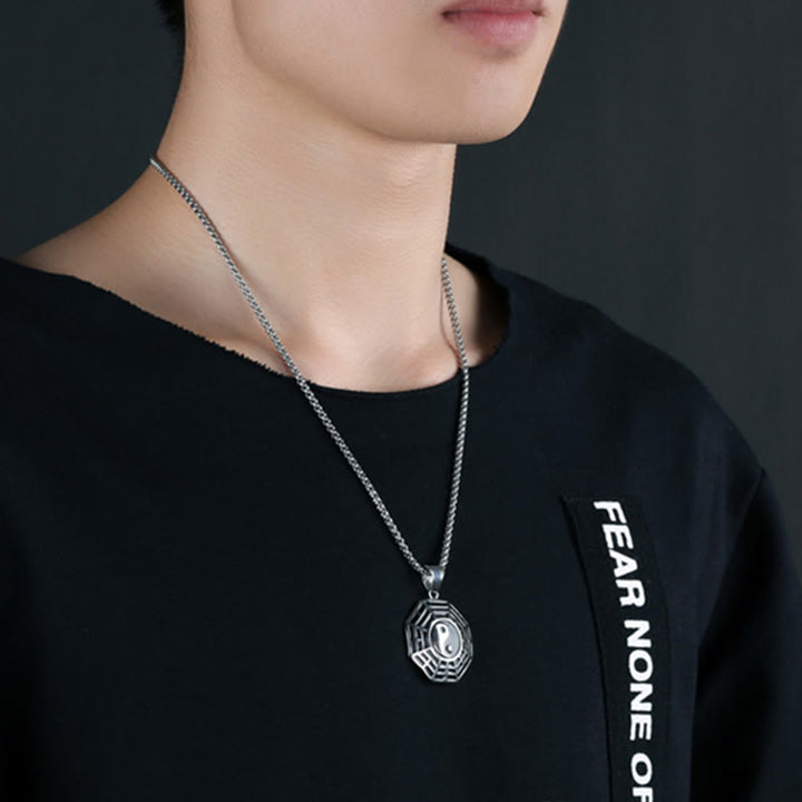 Buddha Stones Titan Stahl Bagua Yin Yang Muster Balance Halskette Anhänger - image 16