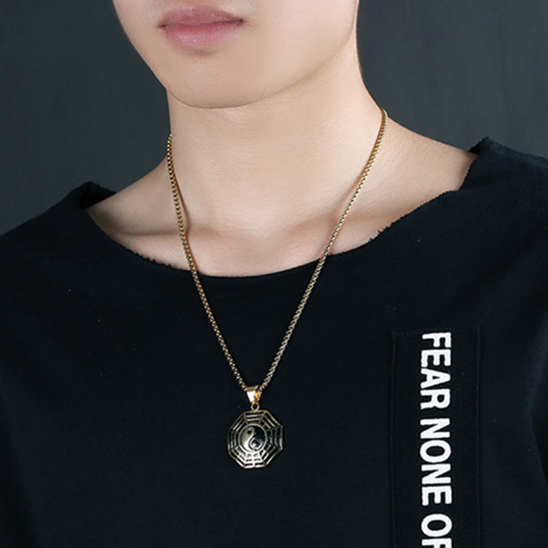 Buddha Stones Titan Stahl Bagua Yin Yang Muster Balance Halskette Anhänger - image 5