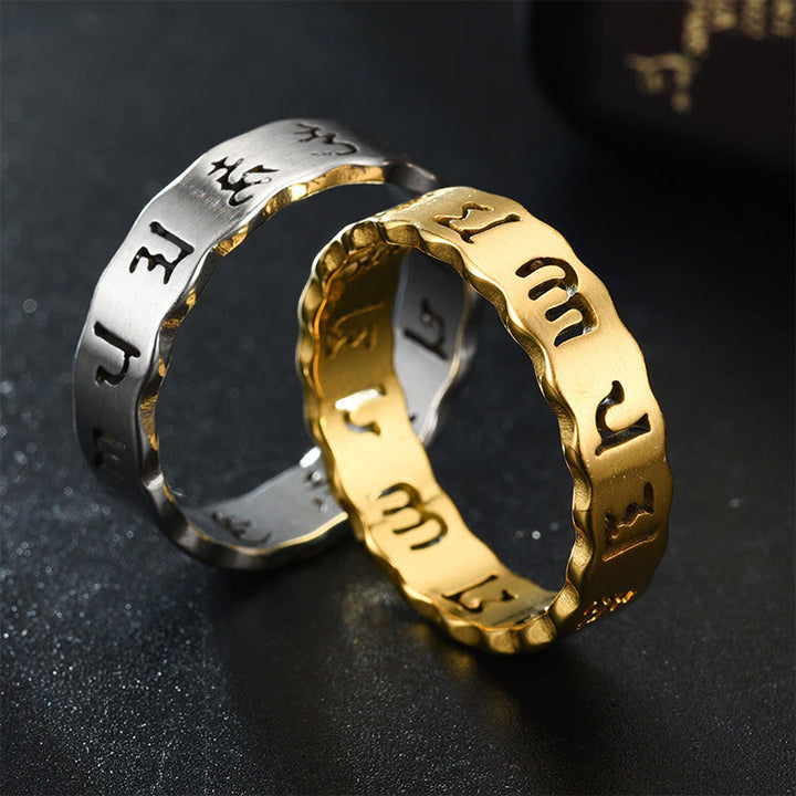 Buddha Stones Tibetischen Hohl Om Mani Padme Hum Titan Stahl Balance Ring