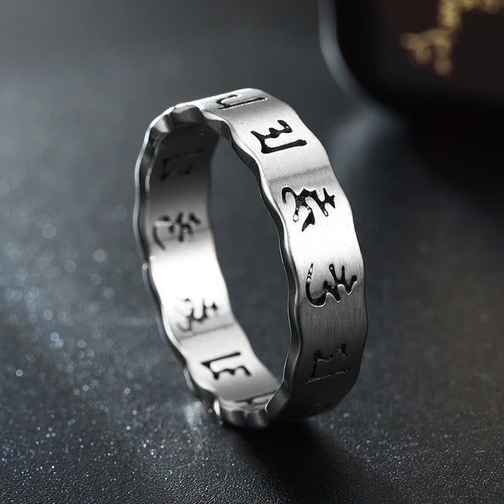 Buddha Stones Tibetischen Hohl Om Mani Padme Hum Titan Stahl Balance Ring