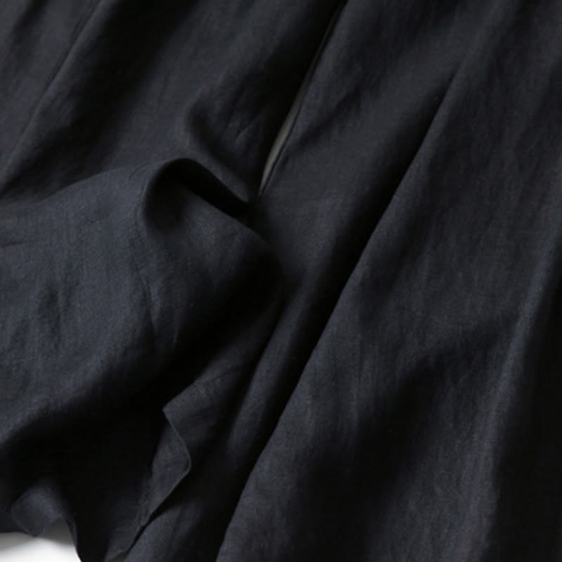 Buddha Stones – Unifarbene Hose aus Baumwollleinen mit hoher Taille und weitem Bein und Taschen - image 23