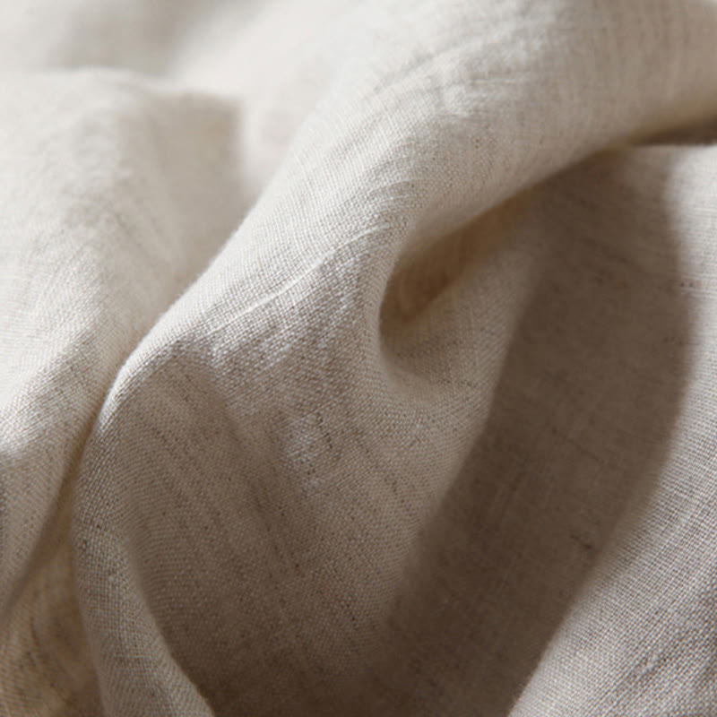 Buddha Stones – Unifarbene Hose aus Baumwollleinen mit hoher Taille und weitem Bein und Taschen - image 15