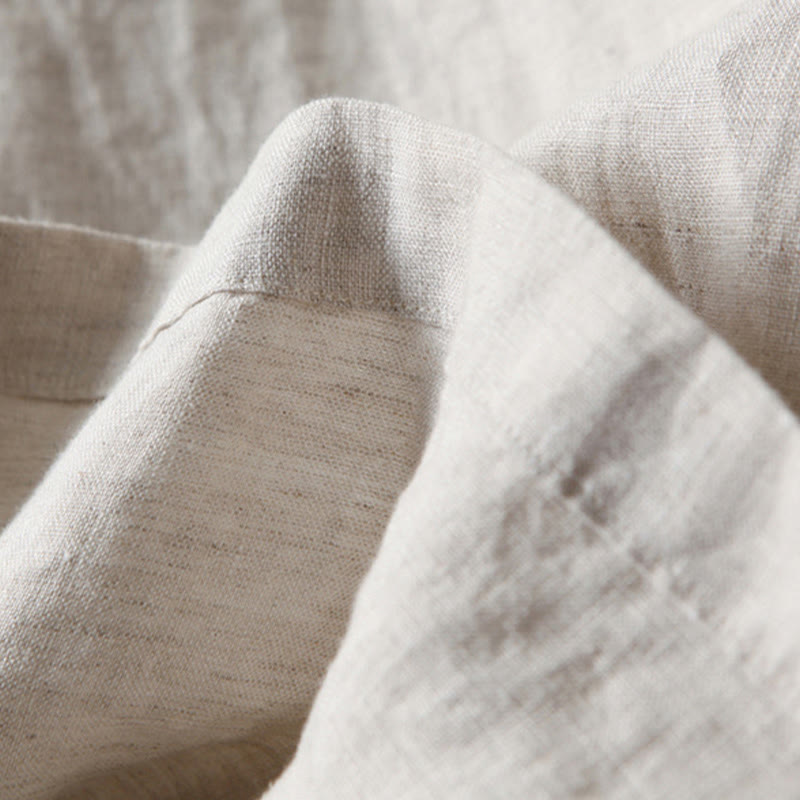 Buddha Stones – Unifarbene Hose aus Baumwollleinen mit hoher Taille und weitem Bein und Taschen - image 17