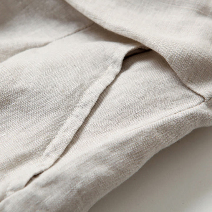 Buddha Stones – Unifarbene Hose aus Baumwollleinen mit hoher Taille und weitem Bein und Taschen - image 16