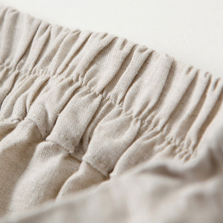 Buddha Stones – Unifarbene Hose aus Baumwollleinen mit hoher Taille und weitem Bein und Taschen - image 12