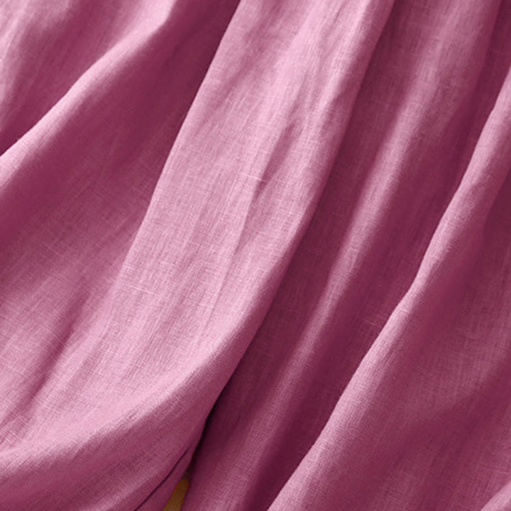 Buddha Stones Lässige, schlichte, einfarbige Leinenhose für Damen mit Taschen - image 10