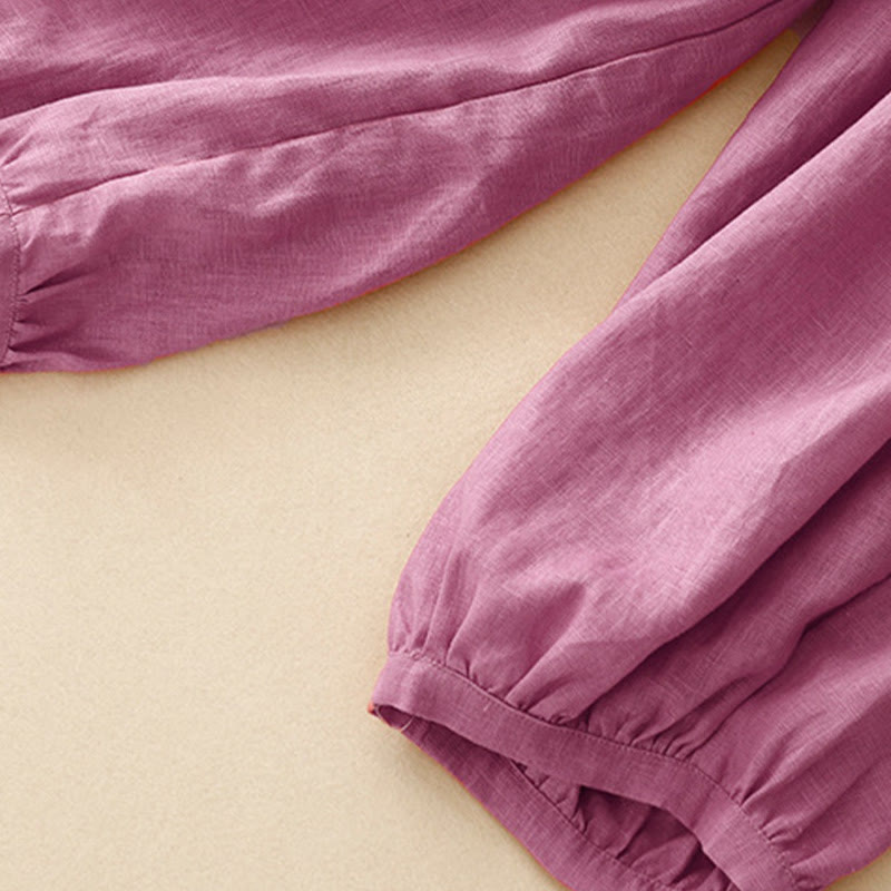 Buddha Stones Lässige, schlichte, einfarbige Leinenhose für Damen mit Taschen - image 12