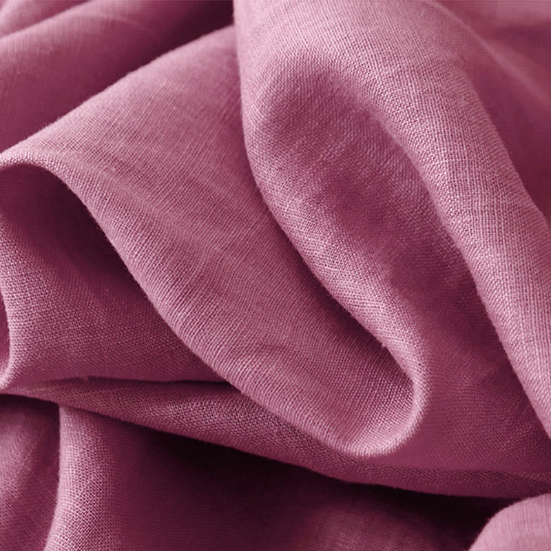 Buddha Stones Lässige, schlichte, einfarbige Leinenhose für Damen mit Taschen - image 9