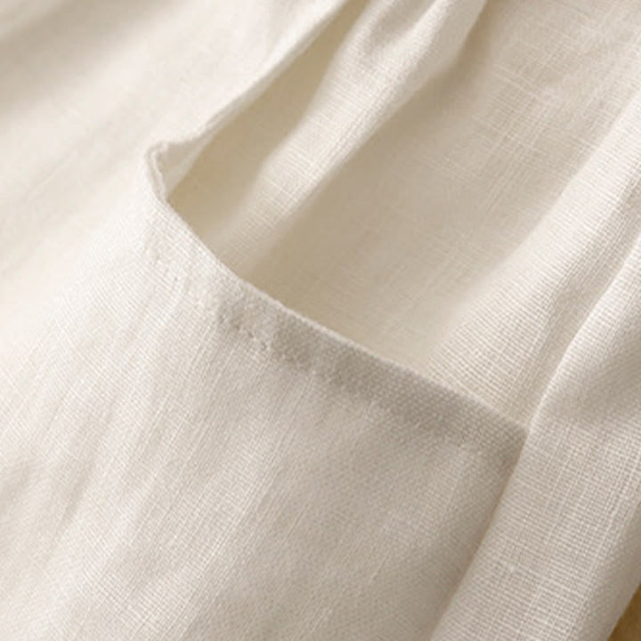 Buddha Stones Lässige, schlichte, einfarbige Leinenhose für Damen mit Taschen - image 16