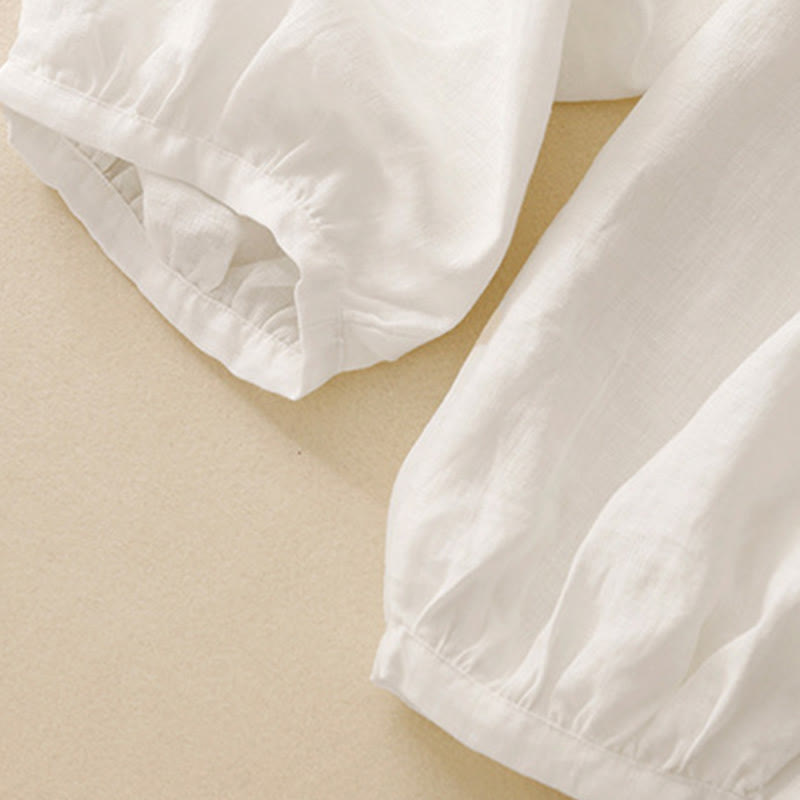 Buddha Stones Lässige, schlichte, einfarbige Leinenhose für Damen mit Taschen - image 17