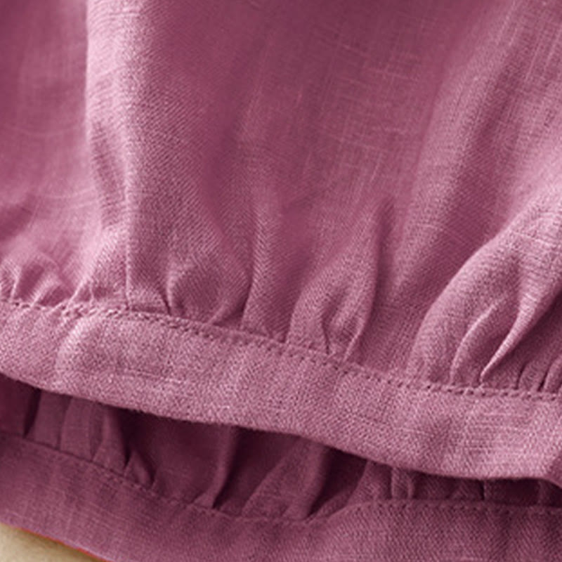 Buddha Stones Lässige, schlichte, einfarbige Leinenhose für Damen mit Taschen - image 11