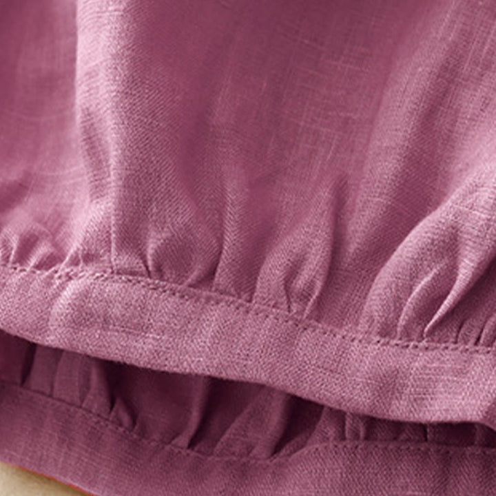 Buddha Stones Lässige, schlichte, einfarbige Leinenhose für Damen mit Taschen - image 11