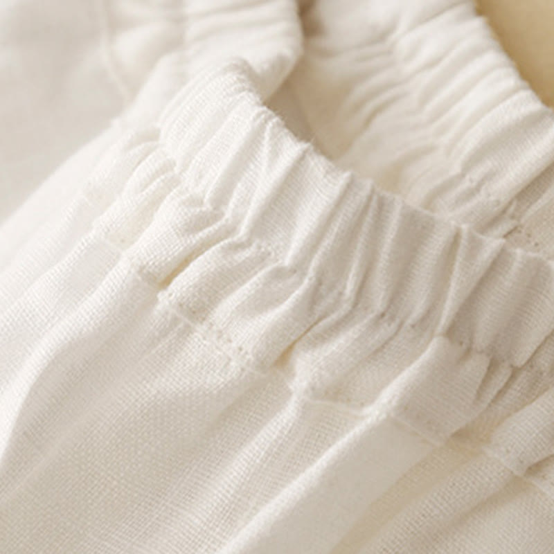 Buddha Stones Lässige, schlichte, einfarbige Leinenhose für Damen mit Taschen - image 15