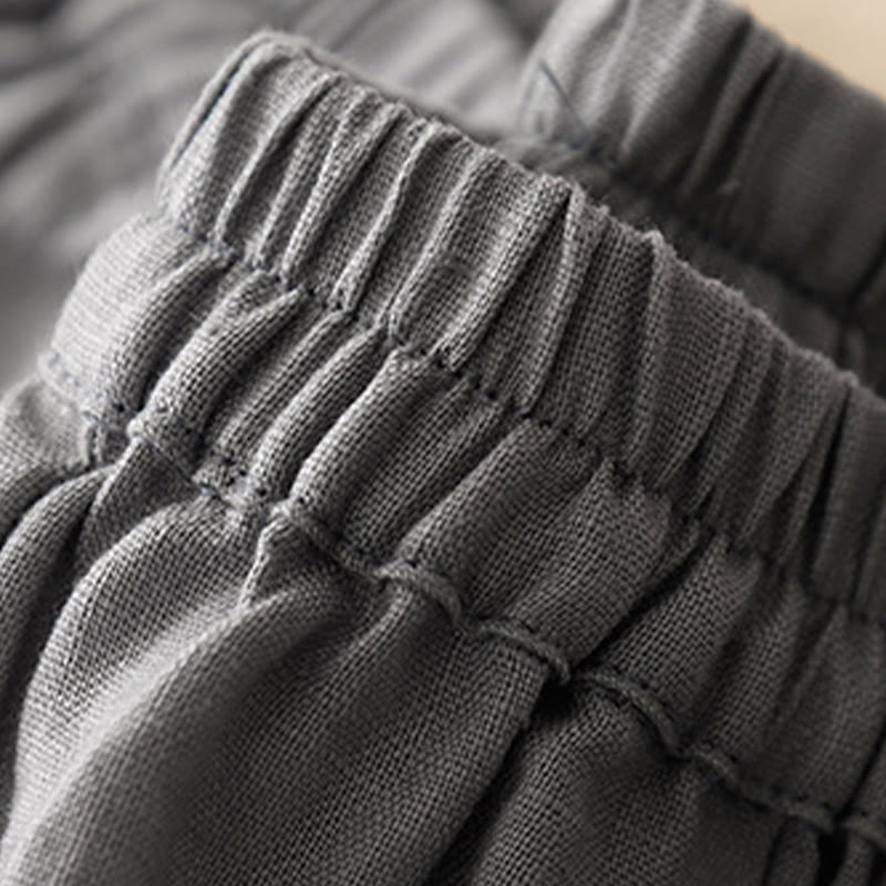 Buddha Stones Lässige, schlichte, einfarbige Leinenhose für Damen mit Taschen - image 20