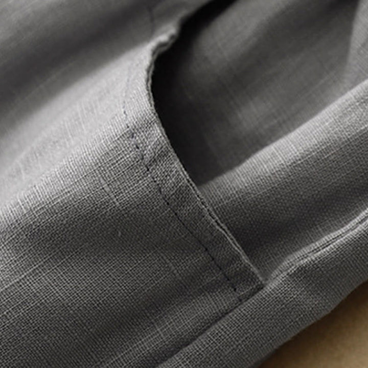 Buddha Stones Lässige, schlichte, einfarbige Leinenhose für Damen mit Taschen - image 21